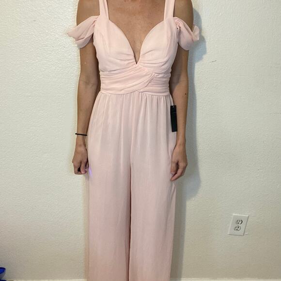 Venus Light Pastel Pink Formal Jumpsuit Side Slits Size 4 NWT - Picture 7 of 10